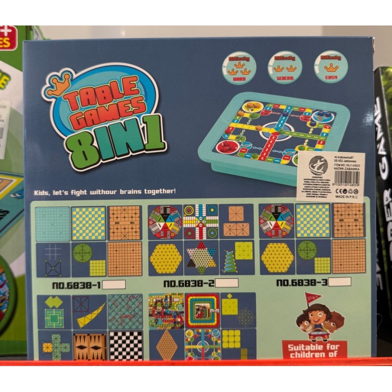 GRY TABLE GAMES 8 IN 1 HOBBIES